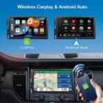 Wireless Double Din Car Stereo Works with Apple Carplay,7 Inch HD 1024 * 600 Touchscreen with Bluetooth 5.1,FM Car Radio,GPS Navigation,Backup Camera,Android Auto,Voice Control,USB/AUX/TF/SWC - Image 3