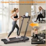 Walking Pad Treadmill with Desk Workstation, 3.0HP Under Desk Treadmills with 8% Incline Handle Bar, Foldable Portable Treadmill for Home Office, 300lbs Capacity, Remote Control, APP - Image 4