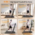 Walking Pad Treadmill with Desk Workstation, 3.0HP Under Desk Treadmills with 8% Incline Handle Bar, Foldable Portable Treadmill for Home Office, 300lbs Capacity, Remote Control, APP - Image 5