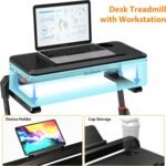 Walking Pad Treadmill with Desk Workstation, 3.0HP Under Desk Treadmills with 8% Incline Handle Bar, Foldable Portable Treadmill for Home Office, 300lbs Capacity, Remote Control, APP - Image 8
