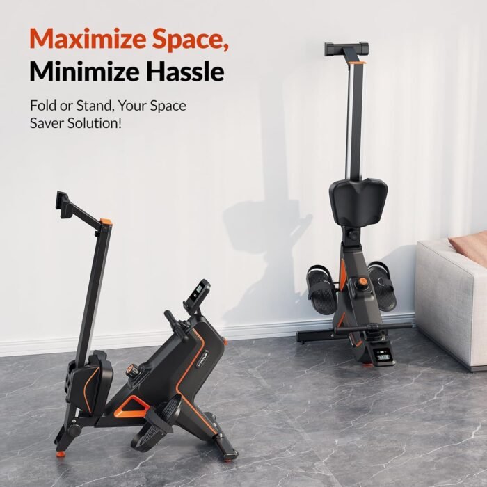 Magnetic Rowing Machines for Home (R05), Water Rowing (R10), 16 Levels of Quiet Resistance Foldable Compact Rowing Machine 350 LB Weight Capacity with Bluetooth, App Supported, Tablet Holder - Image 3