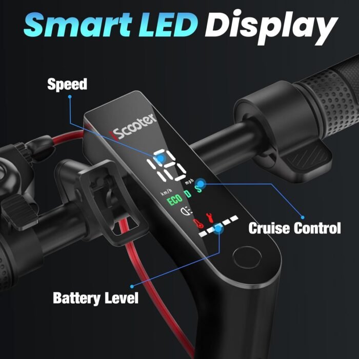 iScooter Electric Scooter for Adults & Teens, 500/650 Peak Power, Up to 15/18/25 Miles Range, 19/22/25 MPH Top Speed, Cruise Control, Dual Braking System, Foldable E-Scooter for Commuting & Campus Use - Image 4