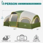 8 Person Tent for Camping, Waterproof Windproof Family Tent with Rainfly, Divided Curtain Design for Privacy Space, Portable with Carry Bag - Image 3