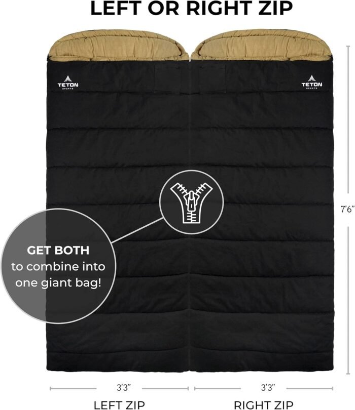 TETON Sports Deer Hunter -35F and 0F Degree Sleeping Bag. Warm and Comfortable Camping Sleeping Bags, Teton Tough Canvas Shell for Camping, Hunting, and Cold Weather - Image 3