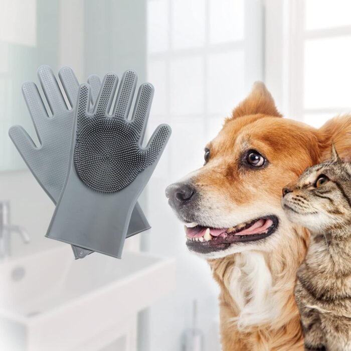 Pet Grooming Gloves - Gentle Dog Bathing Shampoo Brush - Massage Mitt with Enhanced Five Finger Design - Efficient Deshedding Glove for Dogs, Cats, Rabbits and Horses - 1 Pack - Image 8