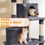 Yaheetech 62.5inches Cat Tree Cat Tower Cat Condo with Platform & Hammock, Scratching Posts for Kittens Pet Play House with Plush Perch for Indoor Activity Relaxing, Dark Gray - Image 4