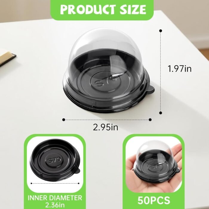 50 Pack Desk Pet Containers,Individual Desk Pet Domes For Habitat,Plastic with Lids,Dustproof and Waterproof,Black - Image 3