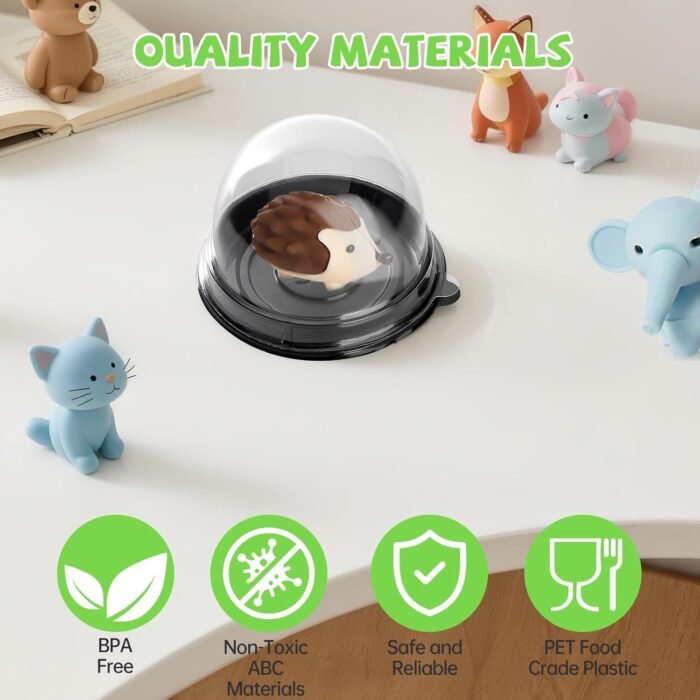 50 Pack Desk Pet Containers,Individual Desk Pet Domes For Habitat,Plastic with Lids,Dustproof and Waterproof,Black - Image 4