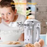 Hand Mixer Electric, 400W Food Mixer 5 Speeds Handheld Blender, 5 Stainless Steel Accessories, Storage Box, Kitchen Blender with Cord for Cream, Cookies, Dishwasher Safe, White - Image 3