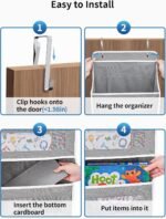 JARLINK Over The Door Organizer Storage, 5 Shelf Hanging Door Organizer with 5 Large Capacity Pockets, Anti Tilt 44 lb Load Behind Door Storage for Bedroom, Bathroom, Pantry, Nursery, (Grey) - Image 4