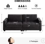 90" Modern Sofa Couches for Living Room, 3 Seater Sofa Tool-Free Setup, Comfy Chenille Couches with Extra Large Seat Width & Depth, Removable Cover, Oversized Loveseat for Small Space, Apartment - Image 3