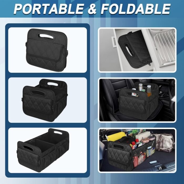 Deosk Car Trunk Organizer for SUV, Car Organizers and Storage with 6 Pocket, Car Accessories for Women/Men 50LWaterproof Polyester Trunk Organizer, Black - Image 4