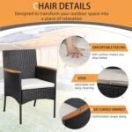 Shintenchi 4-Piece Patio Furniture Set, Outdoor Wicker Patio Conversation Furniture Set with Cushions and Wooden Tabletop for Paito Lawn Backyard, White Cushion - Image 5