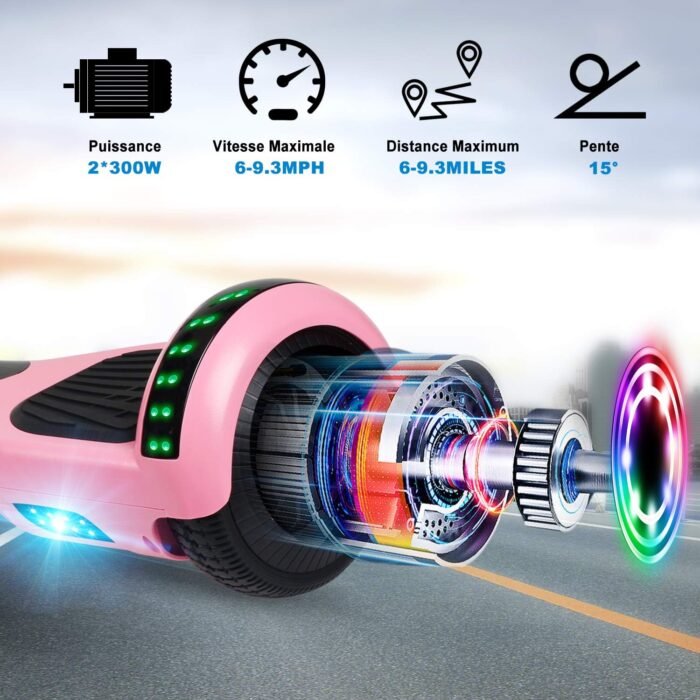 Electric Scooter for Kids, 6.5" Two-Wheel Self Balancing Electric Scooter Bluetooth (Pink) - Image 4