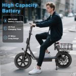 VOLPAM Electric Scooter Adults, Foldable E-Scooter for Adults, 500W Motor, 22 MPH Speed, 27 Mile Range, 14" Tires, Electric Kick Scooter with Seat, Dual/Braking System - Image 5