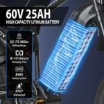 Electric-Dirt-Bike for Adults-Teens, ICT Peak 4000W-43MPH-60V-25AH Electric Motorcycle 20" Fat-Tire-Electric-Bike for Mountain Snow Off-Road Fit Age 16+ - Image 4