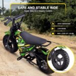 KOOZ 24V 250W Electric Dirt Bike - High Performance Kids Electric Motorcycle with 2-Speed Modes Up to 10 MPH & 7.5 Miles Long-Range, 12/13" Fat Tire Dual Disc Brakes Gift for Kids 3-7, Green - Image 4