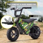 KOOZ 24V 250W Electric Dirt Bike - High Performance Kids Electric Motorcycle with 2-Speed Modes Up to 10 MPH & 7.5 Miles Long-Range, 12/13" Fat Tire Dual Disc Brakes Gift for Kids 3-7, Green - Image 6