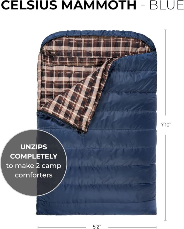 Teton Mammoth Queen Size Double Sleeping Bag- A Warm Bag The Whole Family can Enjoy – Great for Camping, Hunting and Base Camp. Compression Sack Included - Image 3