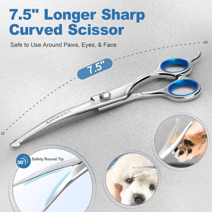 Gimars Titanium Coated Professional 6 in 1 4CR Stainless Steel Dog Grooming Scissors with Safety Round Tip, Heavy Duty Pet Grooming Scissor for Dogs, Cats and Other Animals - Image 3