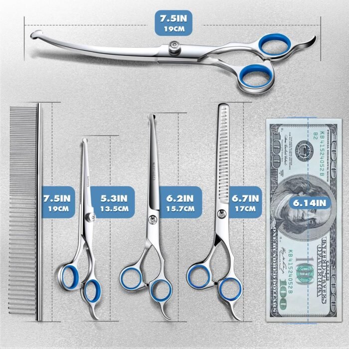 Gimars Titanium Coated Professional 6 in 1 4CR Stainless Steel Dog Grooming Scissors with Safety Round Tip, Heavy Duty Pet Grooming Scissor for Dogs, Cats and Other Animals - Image 4