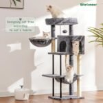 Cat Tree, Cat Tower for Indoor Cats, 43.3 inch Cat Tree Tower with Sturdy Steel Tube, Hammock, Cat Condo for Small Cats and Kittens, Scratching Post, Smoky Gray GCT004SG - Image 3