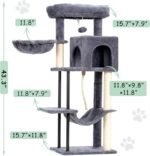 Cat Tree, Cat Tower for Indoor Cats, 43.3 inch Cat Tree Tower with Sturdy Steel Tube, Hammock, Cat Condo for Small Cats and Kittens, Scratching Post, Smoky Gray GCT004SG - Image 4