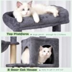Cat Tree, Cat Tower for Indoor Cats, 43.3 inch Cat Tree Tower with Sturdy Steel Tube, Hammock, Cat Condo for Small Cats and Kittens, Scratching Post, Smoky Gray GCT004SG - Image 5