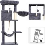 Cat Tree, Cat Tower for Indoor Cats, 43.3 inch Cat Tree Tower with Sturdy Steel Tube, Hammock, Cat Condo for Small Cats and Kittens, Scratching Post, Smoky Gray GCT004SG - Image 6