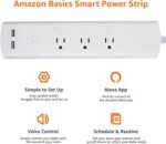 Amazon Basics Smart Plug Power Strip with 3 Individually Controlled Outlets and 2 USB-A Ports, Works with Alexa Only, 2.4 GHz Wi-Fi, No Hub Required, White - Image 3