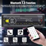 UNITOPSCI Single Din Car Stereo Bluetooth 5.0 Multimedia Audio Receiver, Push to Talk Assistant, Hands-Free Call Voice Control, MP3/FM/AUX in/USB/TF Input APP Control LCD Digital Display - Image 3
