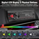 UNITOPSCI Single Din Car Stereo Bluetooth 5.0 Multimedia Audio Receiver, Push to Talk Assistant, Hands-Free Call Voice Control, MP3/FM/AUX in/USB/TF Input APP Control LCD Digital Display - Image 5