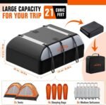 ACLONG 21 Cubic Feet Car Roof Bag 840D Waterproof Rooftop Cargo Carrier Bag for All Cars with/Without Racks Includes Anti-Slip Mat Storage Bag Combination Lock 6 Door Hooks - Image 4