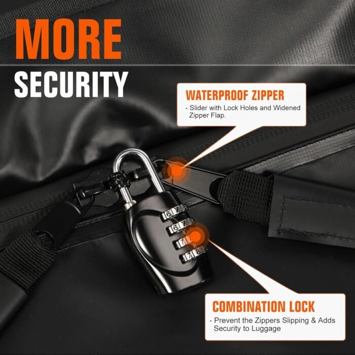 ACLONG 21 Cubic Feet Car Roof Bag 840D Waterproof Rooftop Cargo Carrier Bag for All Cars with/Without Racks Includes Anti-Slip Mat Storage Bag Combination Lock 6 Door Hooks - Image 6