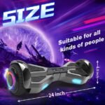 Starship Electric Hoverboard with Bluetooth Speaker, Chrome Color Self Balancing Scooters with Science Fiction Design and 6.5 inch LED Wheels (Chrome Black) - Image 5