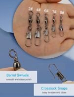 Beoccudo Fishing Swivels Snap Swivels 210pcs Barrel Swivels with Snaps, Fishing Swivels Saltwater Freshwater Snap Connector - Image 4