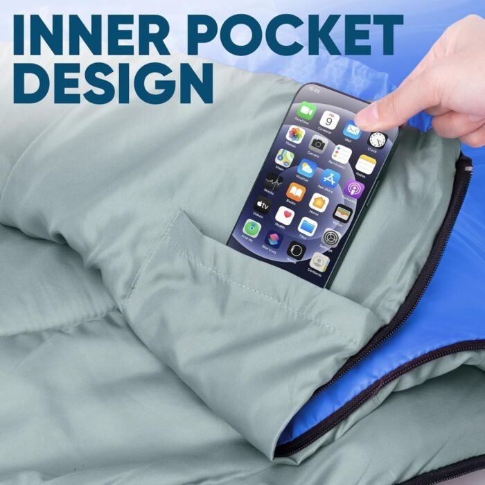 PTEROMY Sleeping Bags for Adults, Lightweight Water Resistant Backpacking Camping Sleeping Bag for Warm Cold Weather, Camping Essentials for Hiking Outdoor Travel - Image 3