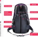 Bseash 50L Hiking Backpack, Water Resistant Lightweight Outdoor Sport Daypack Travel Bag for Camping Climbing Skiing Cycling (Purple - No Shoe Compartment) - Image 7