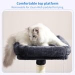 Heybly Cat Tree with Toy, Cat Tower Condo for Indoor Cats, Cat House with Padded Plush Perch, Cozy Hammock and Sisal Scratching Posts, Smoky Gray HCT004SG - Image 3