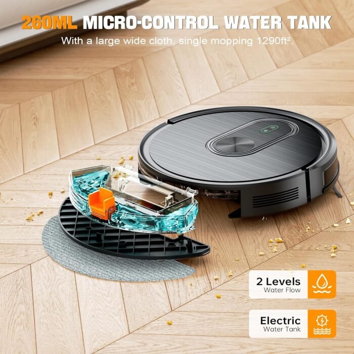 XIEBro Robot Vacuum and Mop Combo, 2 in 1 Robotic Vacuums Cleaner with 3200Pa Max Suction, App/Wi-Fi/Voice, Robot Vacuum with Schedule, Self-Charging, Slim, for Pet Hair, Hard Floor, Carpet - Image 3
