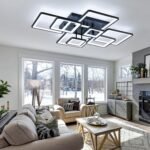 Modern LED Ceiling Light, Dimmable LED Chandelier Black Flush Mount Ceiling Lights, Remote Control Acrylic Ring Ceiling Lamp Fixture for Living Room Dining Room Bedroom, 8H-FANG-BL-04 - Image 3