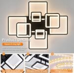 Modern LED Ceiling Light, Dimmable LED Chandelier Black Flush Mount Ceiling Lights, Remote Control Acrylic Ring Ceiling Lamp Fixture for Living Room Dining Room Bedroom, 8H-FANG-BL-04 - Image 5