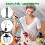 Immersion Blender Handheld Corded Hand Blenders Set 1100W, Trigger Variable Speed 5 in 1 Stick Emulsifier with Chopper, Whisk and Frother for Soup, Baby Food and Smoothies - Image 4