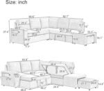 Merax L-Shaped Modular Sofa with Removable Storage Ottoman, USB Ports and Cup Holder, Upholstered Sectional Couch & Armrest, Free Combination Indoor Furniture for Living Room, Apartments, Beige - Image 3