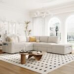 Merax L-Shaped Modular Sofa with Removable Storage Ottoman, USB Ports and Cup Holder, Upholstered Sectional Couch & Armrest, Free Combination Indoor Furniture for Living Room, Apartments, Beige - Image 6