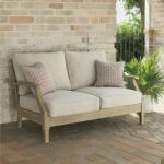 Signature Design by Ashley Clare View Coastal Outdoor Eucalyptus Patio Loveseat – Cushioned with Nuvella Fabric, 5-Step Protective Finish, Beige - Image 3