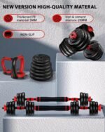 Adjustable Dumbbells, 10/20/30/45/70/90lbs Free Weight Set with Connector, 4 in1 Dumbbells Set Used as Barbell, Kettlebells, Push up Stand, Fitness Exercises for Home Gym Suitable Men/Women - Image 5