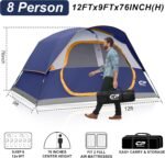 CAMPROS CP Tent 8 Person Camping Tents, Waterproof Windproof Family Tent with Top Rainfly, Large Mesh Windows, Double Layer, Easy Set Up, Portable with Carry Bag, for All Seasons - Image 3