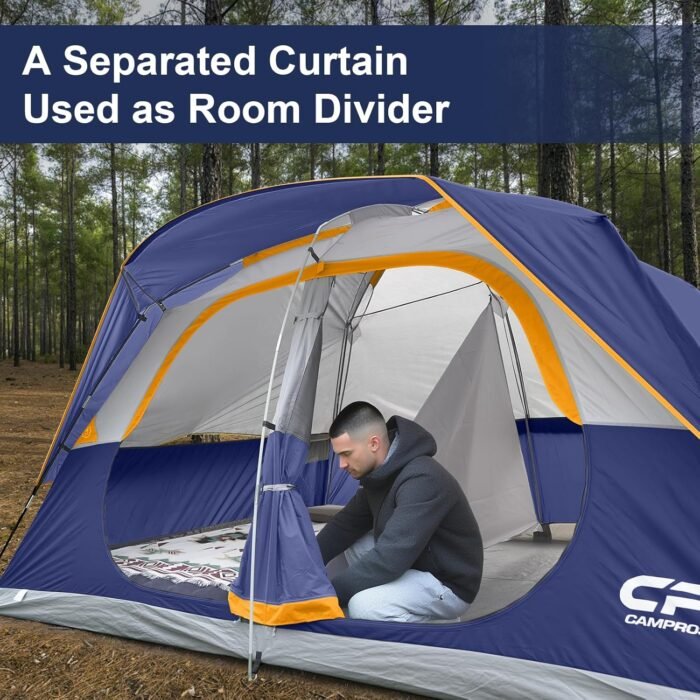 CAMPROS CP Tent 8 Person Camping Tents, Waterproof Windproof Family Tent with Top Rainfly, Large Mesh Windows, Double Layer, Easy Set Up, Portable with Carry Bag, for All Seasons - Image 6