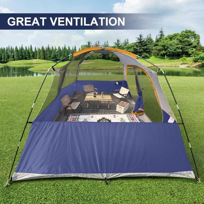 CAMPROS CP Tent 8 Person Camping Tents, Waterproof Windproof Family Tent with Top Rainfly, Large Mesh Windows, Double Layer, Easy Set Up, Portable with Carry Bag, for All Seasons - Image 7